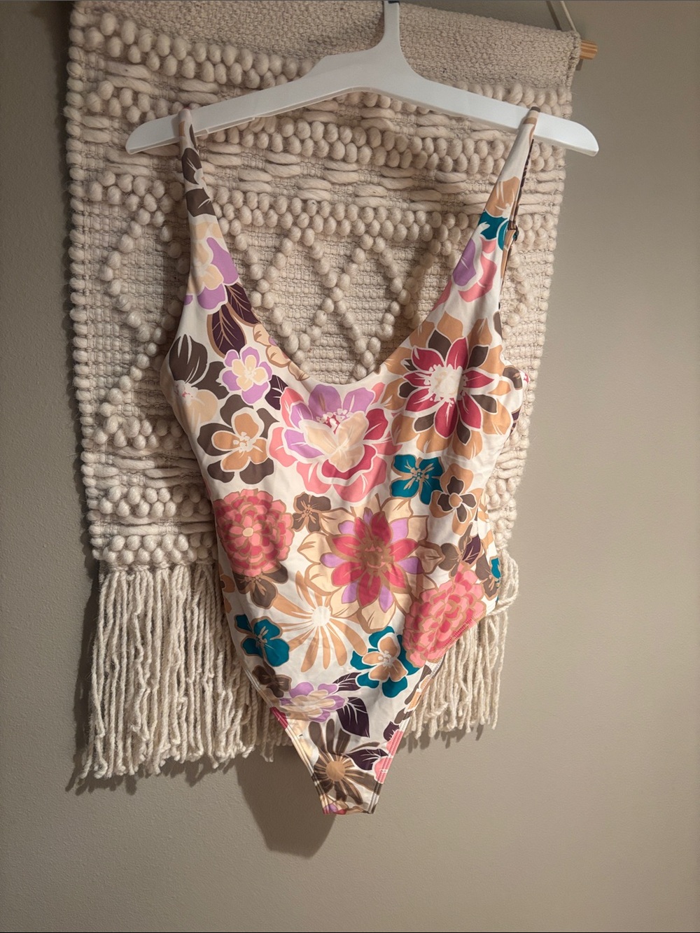 O'Neill Floral Scoop One-Piece Swimsuit - Pink, Teal, Brown, Cream